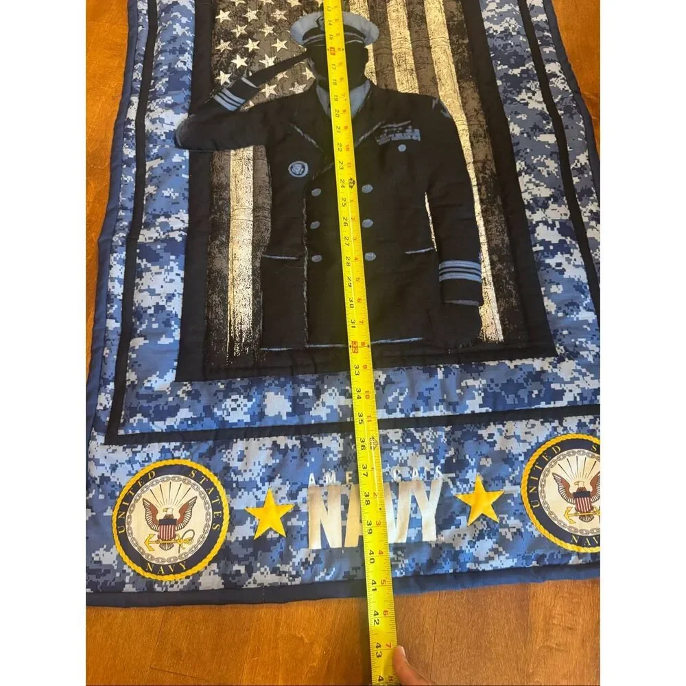 Handmade U.S. Navy Patriotic Wall Hanging Quilt Military Veteran Americana Home